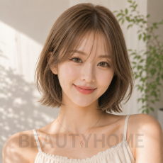 여자 단발 스칸디 보브컷 헤이즐 베이지 염색