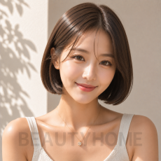 여자 단발 슬릭 보브컷 다크 모카 브라운 염색