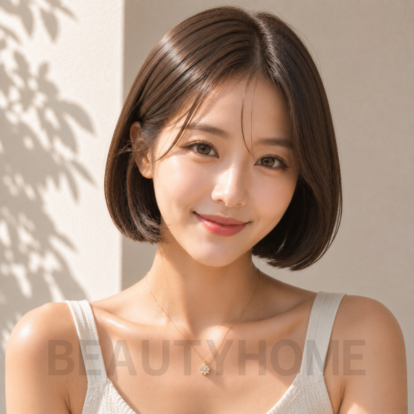 여자 단발 슬릭 보브컷 다크 모카 브라운 염색