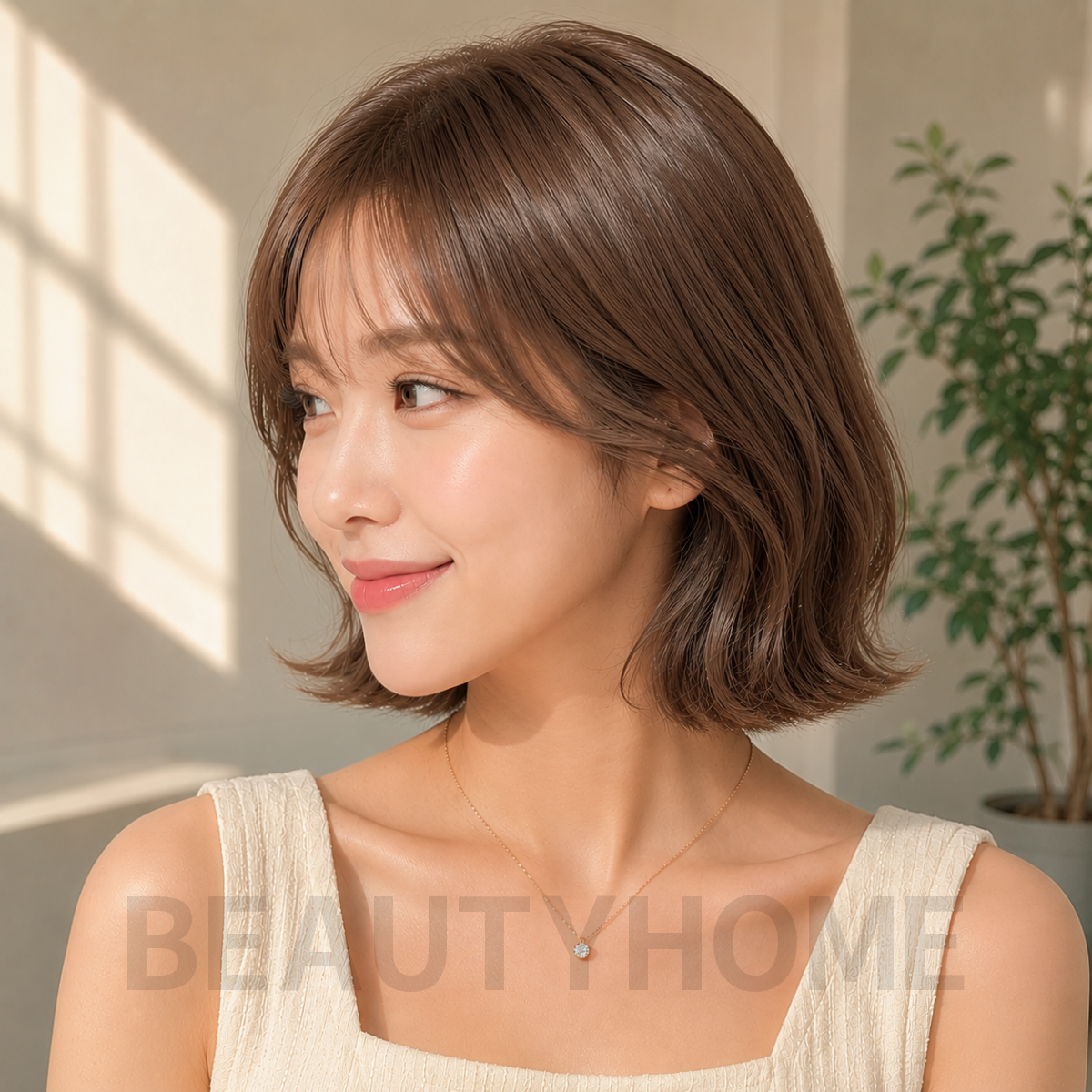 여자 단발 위켄드 보브컷 모카 브루넷 염색