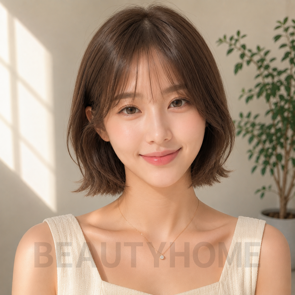 여자 단발 테슬컷 모카 브루넷 염색4