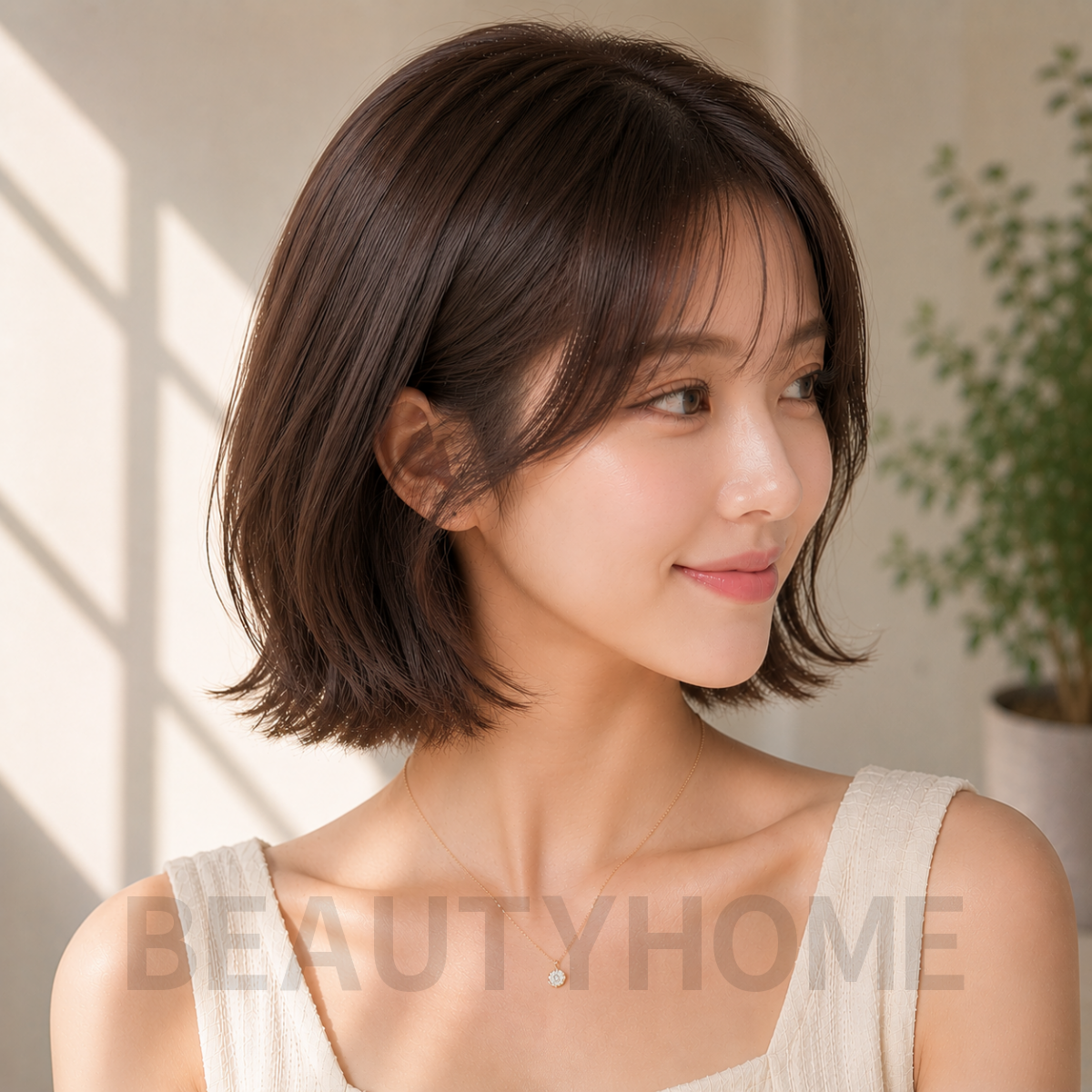 여자 단발 테슬컷 익스펜시브 브루넷 염색