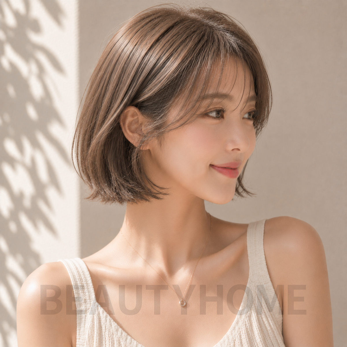 여자 단발 텍스처 보브컷 카푸치노 브라운 염색