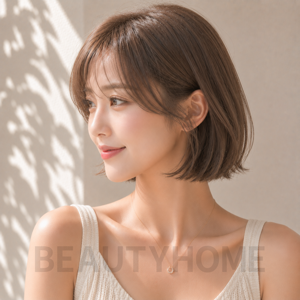 여자 단발 텍스처 보브컷 카푸치노 브라운 염색