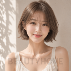 여자 단발 텍스처 보브컷 카푸치노 브라운 염색