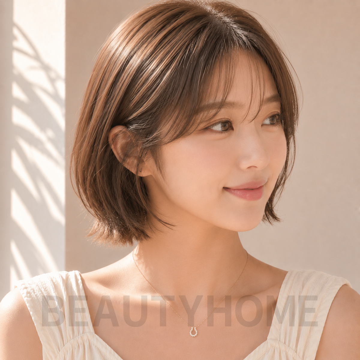 여자 단발 프렌치 보브컷 모카 브루넷 염색