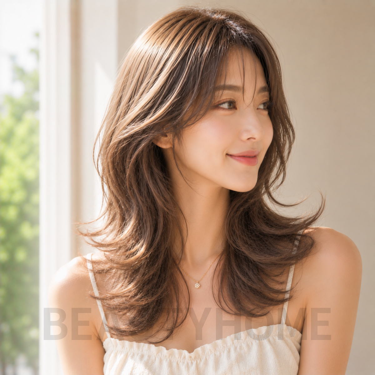여자 레이어드 빌드펌 헤이즐 베이지 염색