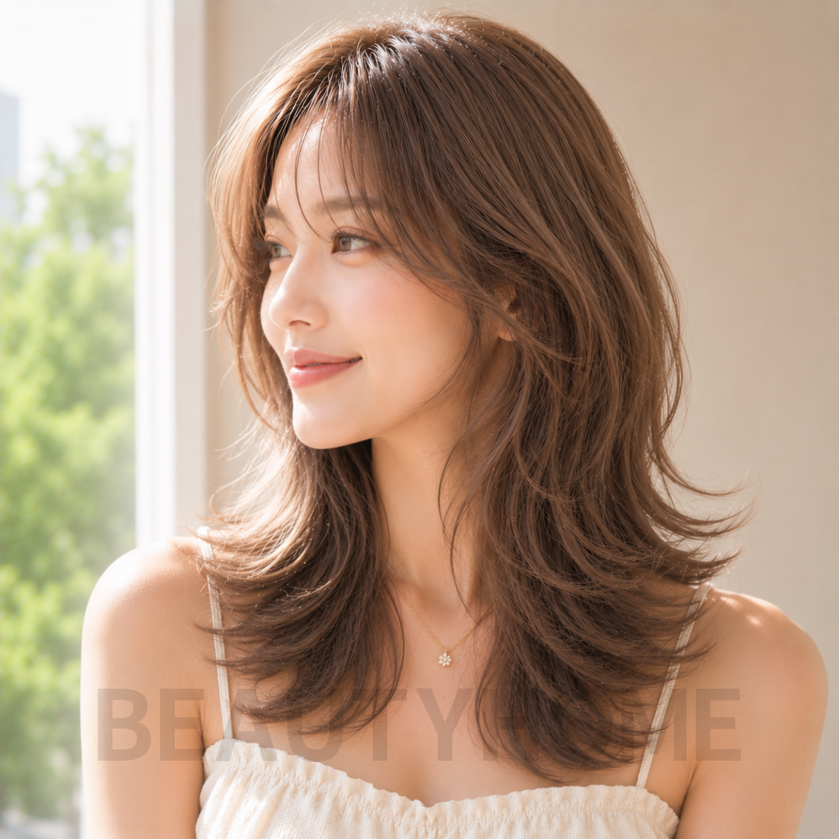 여자 레이어드 빌드펌 헤이즐 베이지 염색