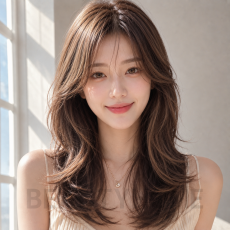 여자 롱 레이어드컷 발레아쥬 브라운 염색