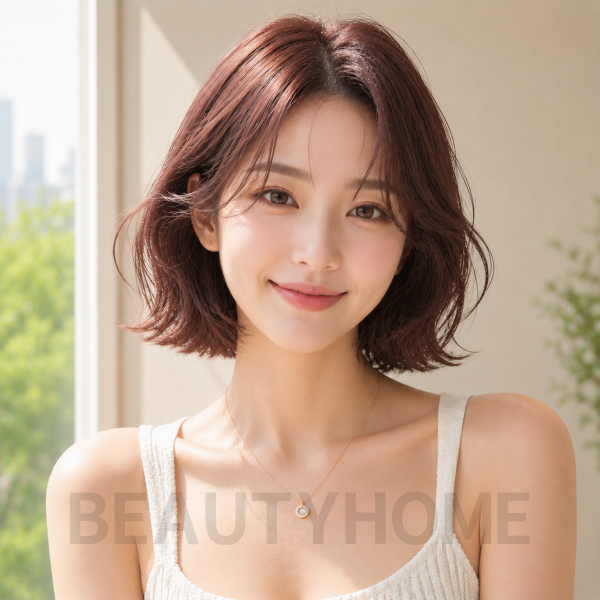 여자 위켄드 보브펌 로즈브라운 염색