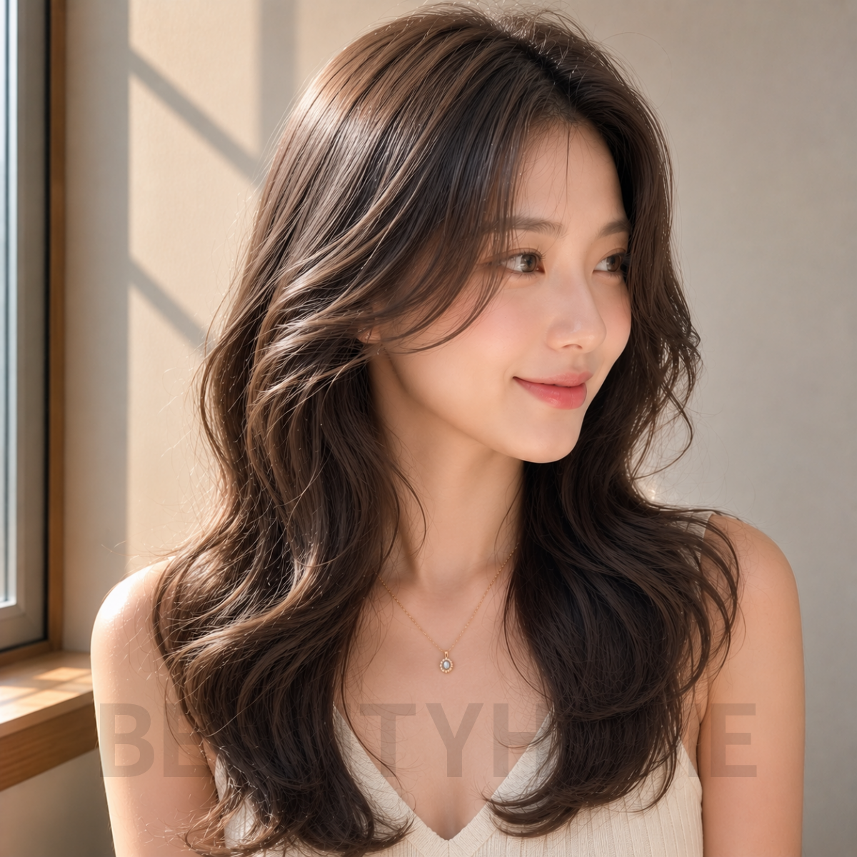 여자 허그펌 모카 브루넷 염색