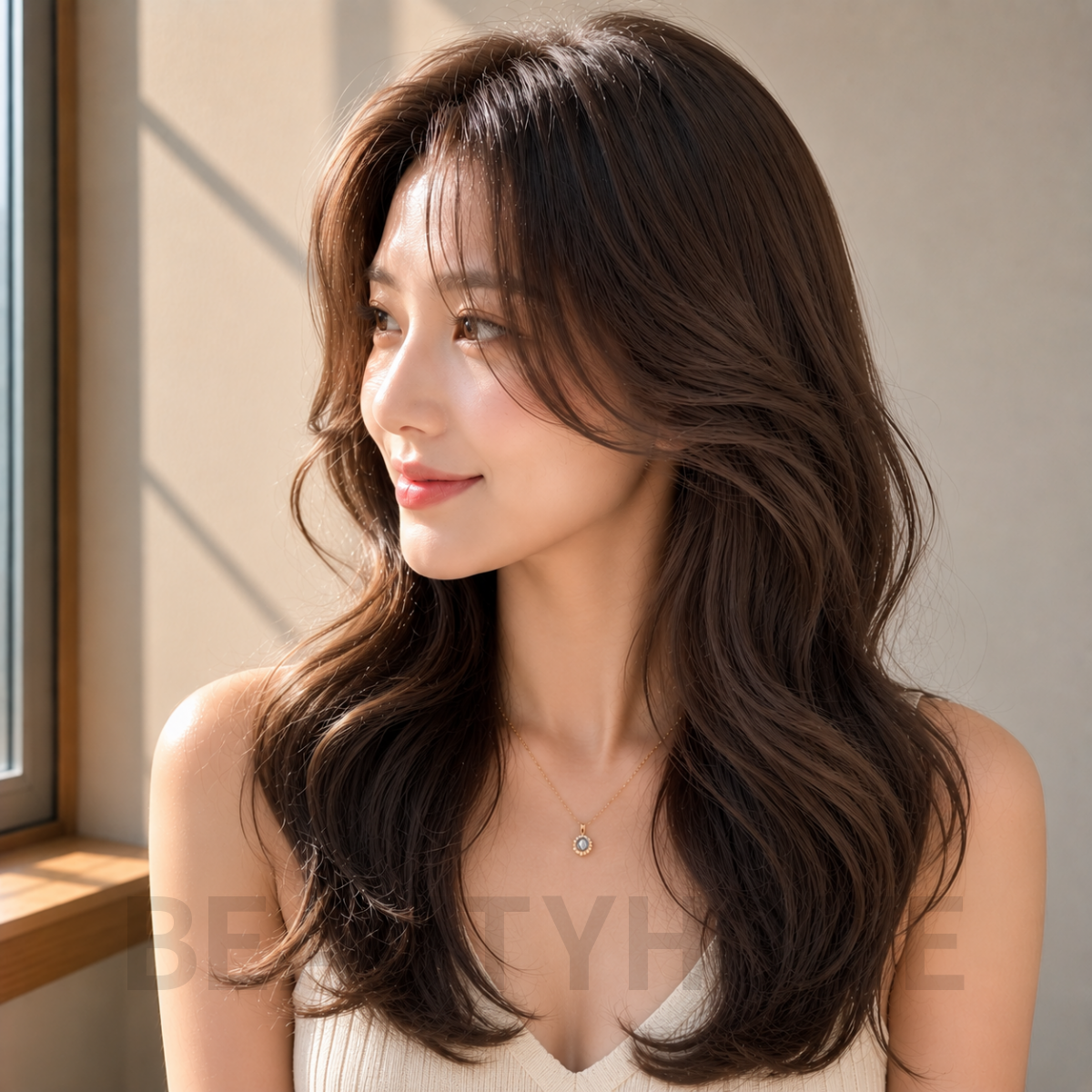 여자 허그펌 모카 브루넷 염색