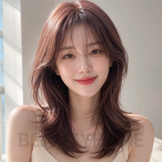여자 허쉬 레이어드컷 로즈브라운 염색