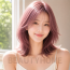 여자 중단발 레이어드컷과 체리 핑크 염색