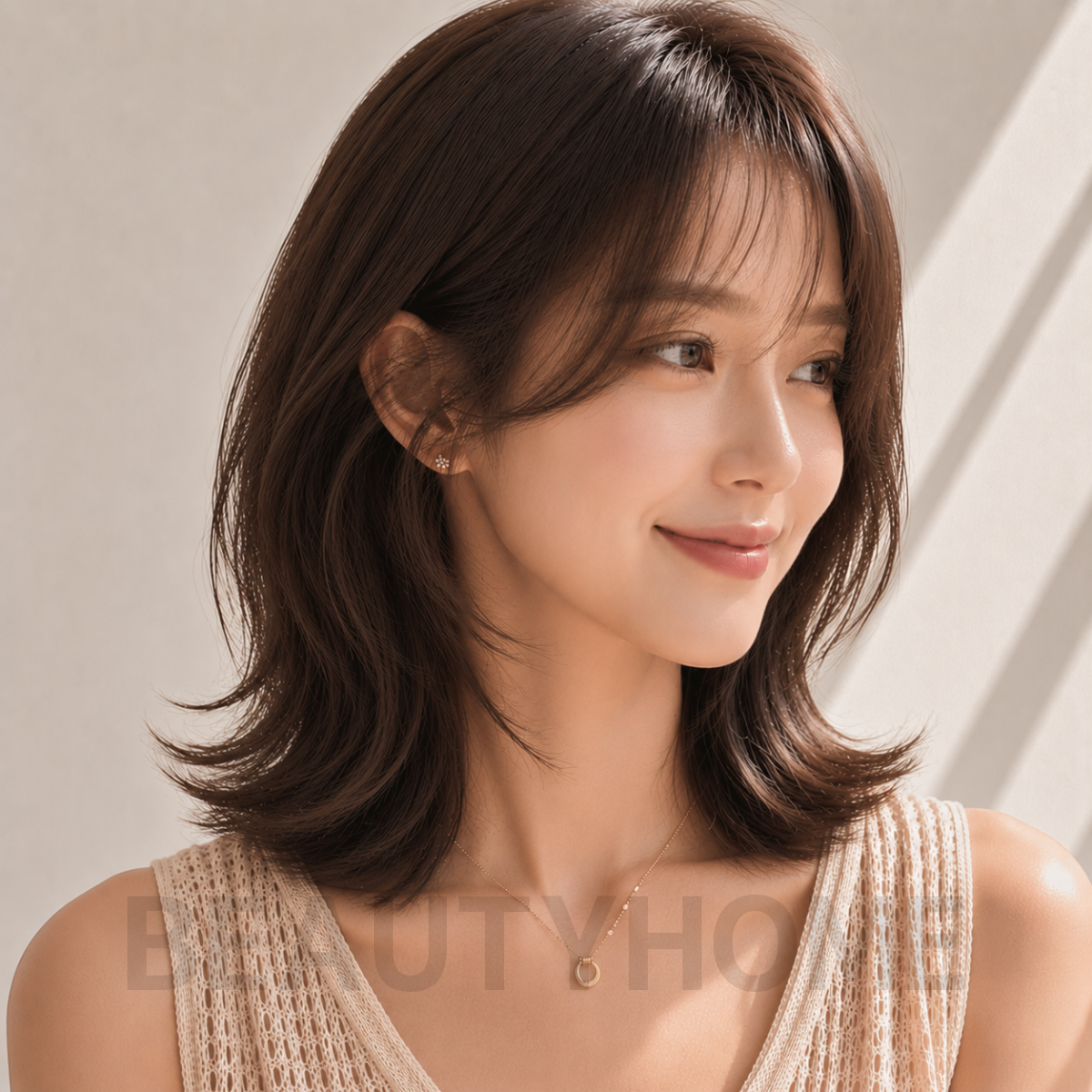 여자 중단발 허쉬컷과 초코 브라운