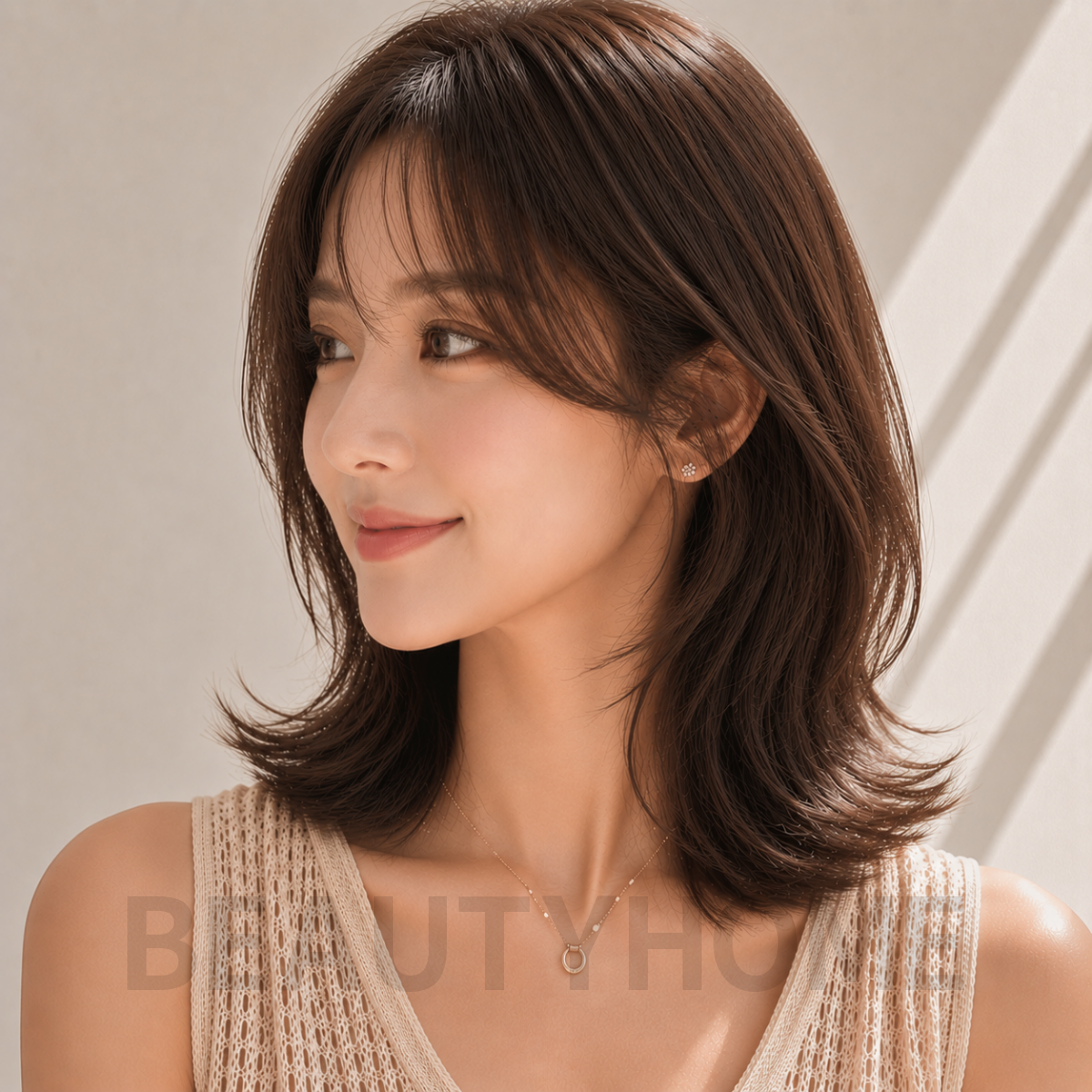 여자 중단발 허쉬컷과 초코 브라운