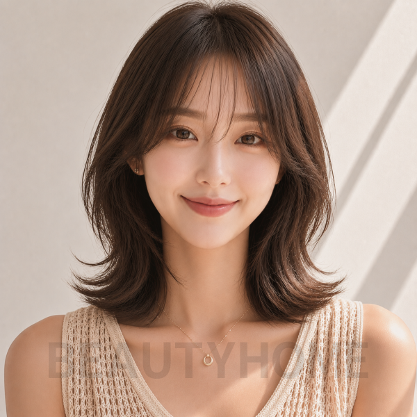 여자 중단발 허쉬컷과 초코 브라운